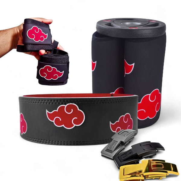 Complete Anime Powerlifting Bundle For Workout | Akatsuki lever belt | Anime Knee Sleeves | Anime wrist wraps