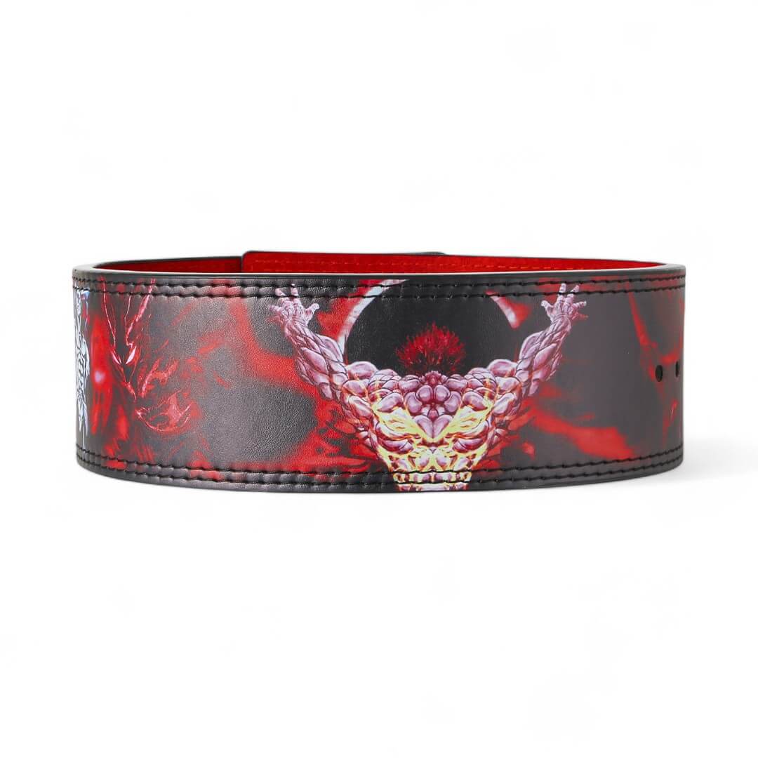 Baki Anime Powerlifting Belt on display from Akinci Strength