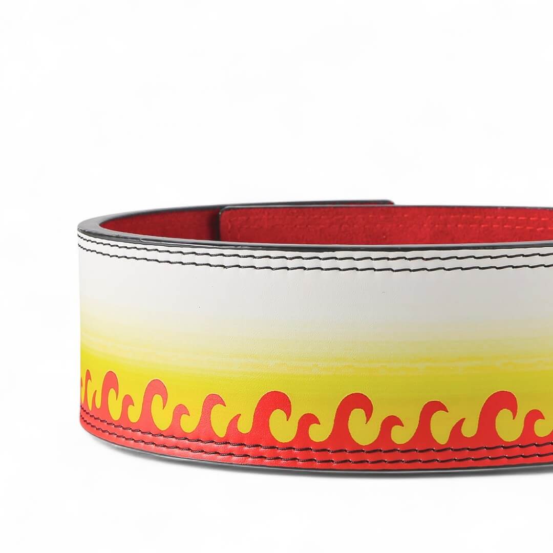 Close up for Flame Hashira Anime Lever Belt | Demon Slayer Powerlifting Belt