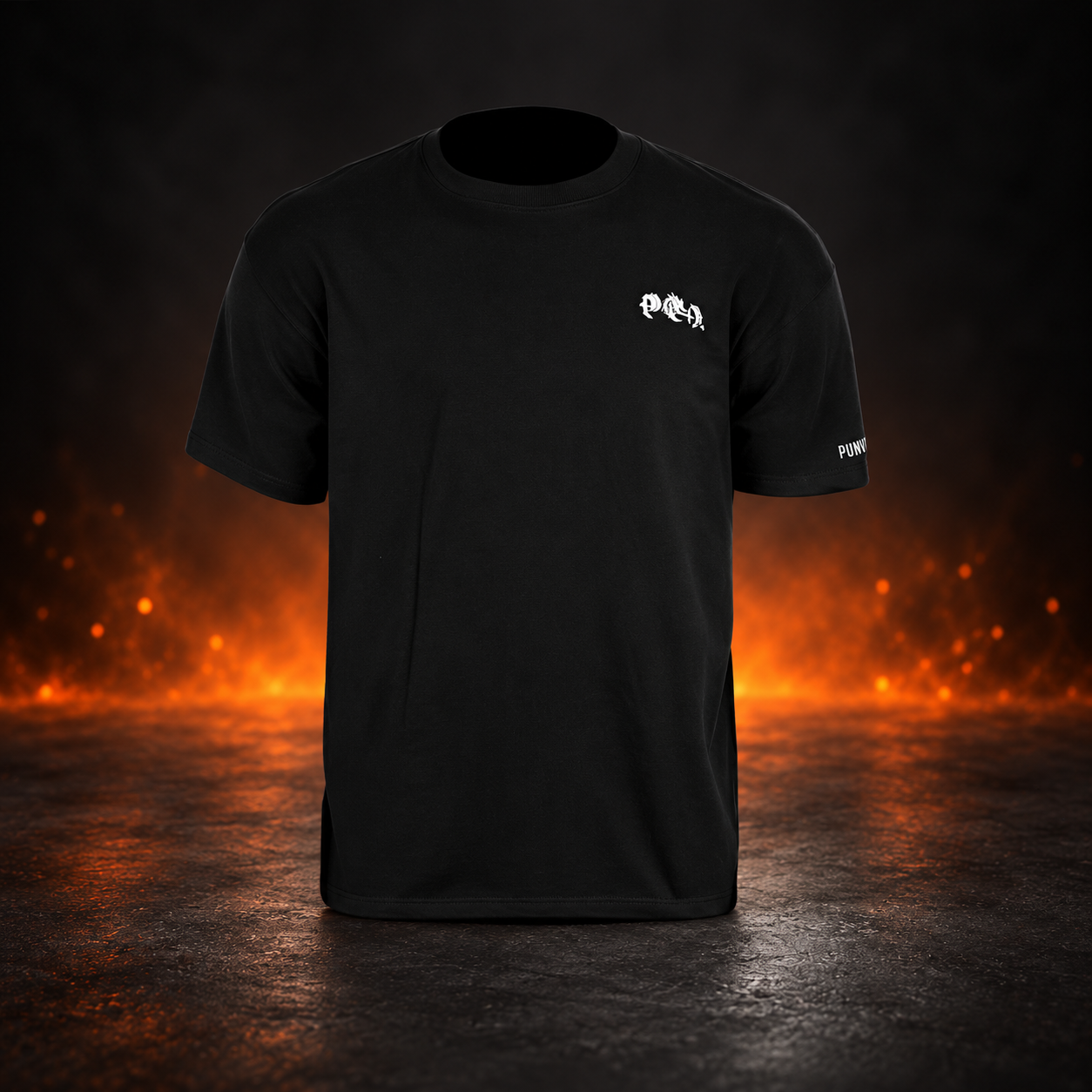 Front view of the DragonFlex grip tee in black, a small white dragon mark on the left chest and white sleeve lettering