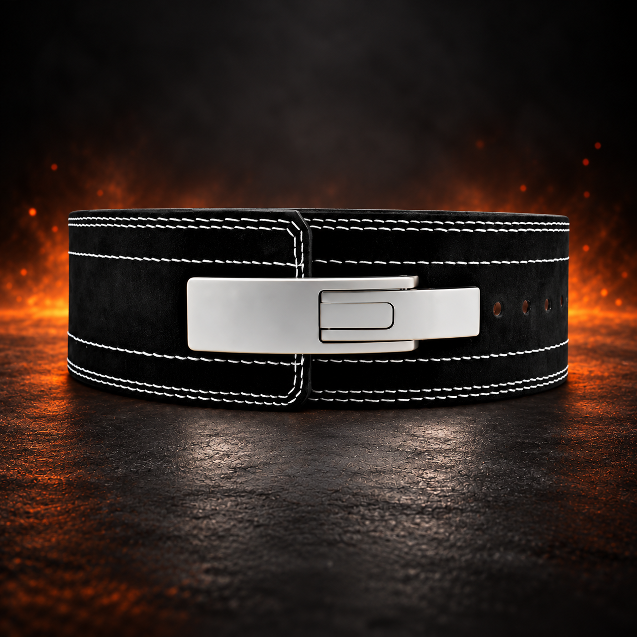 Main image of Naga Black - 10mm Suede Lever Weightlifting Belt For Powerlifting. USAPL compliant