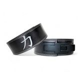 Leather Weightlifting Belt with kanji symbol for strength. USAPL approved Lever belt for powerlifting