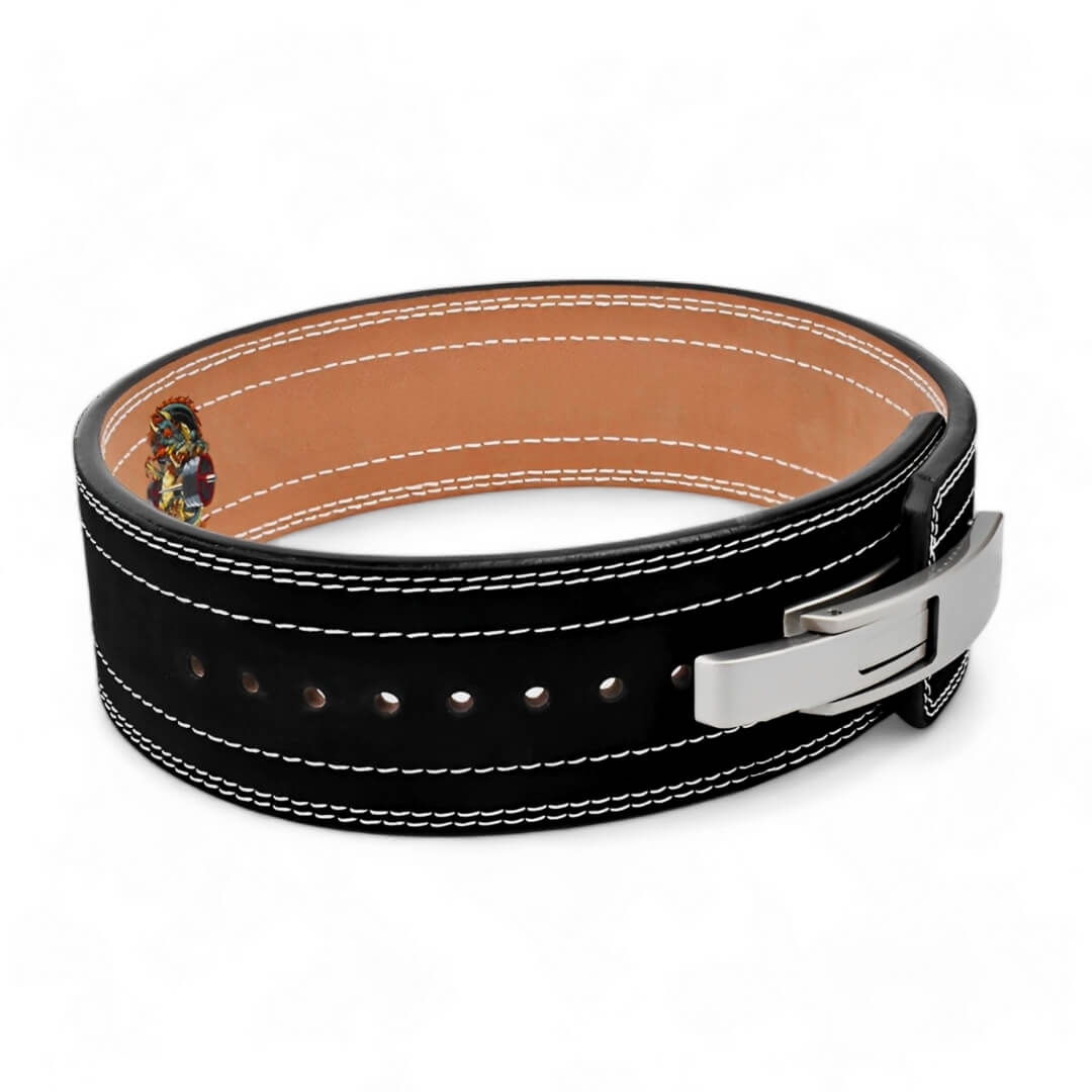 3rd image of Naga Black - 10mm Suede Lever Weightlifting Belt For Powerlifting. USAPL approved