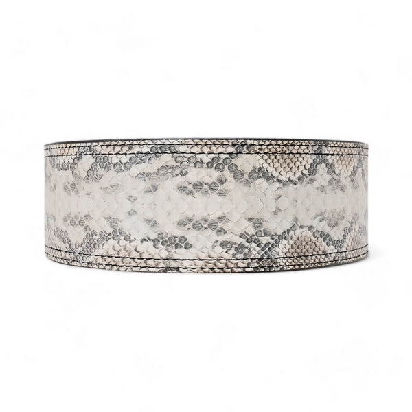 2nd image of Rattlesnake weightlifting belt | Snake skin lever belt with texture with a gold lever buckle. 