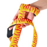 iconic flaming pattern for Demon Slayer lifting straps, perfect for powerlifting and weightlifting