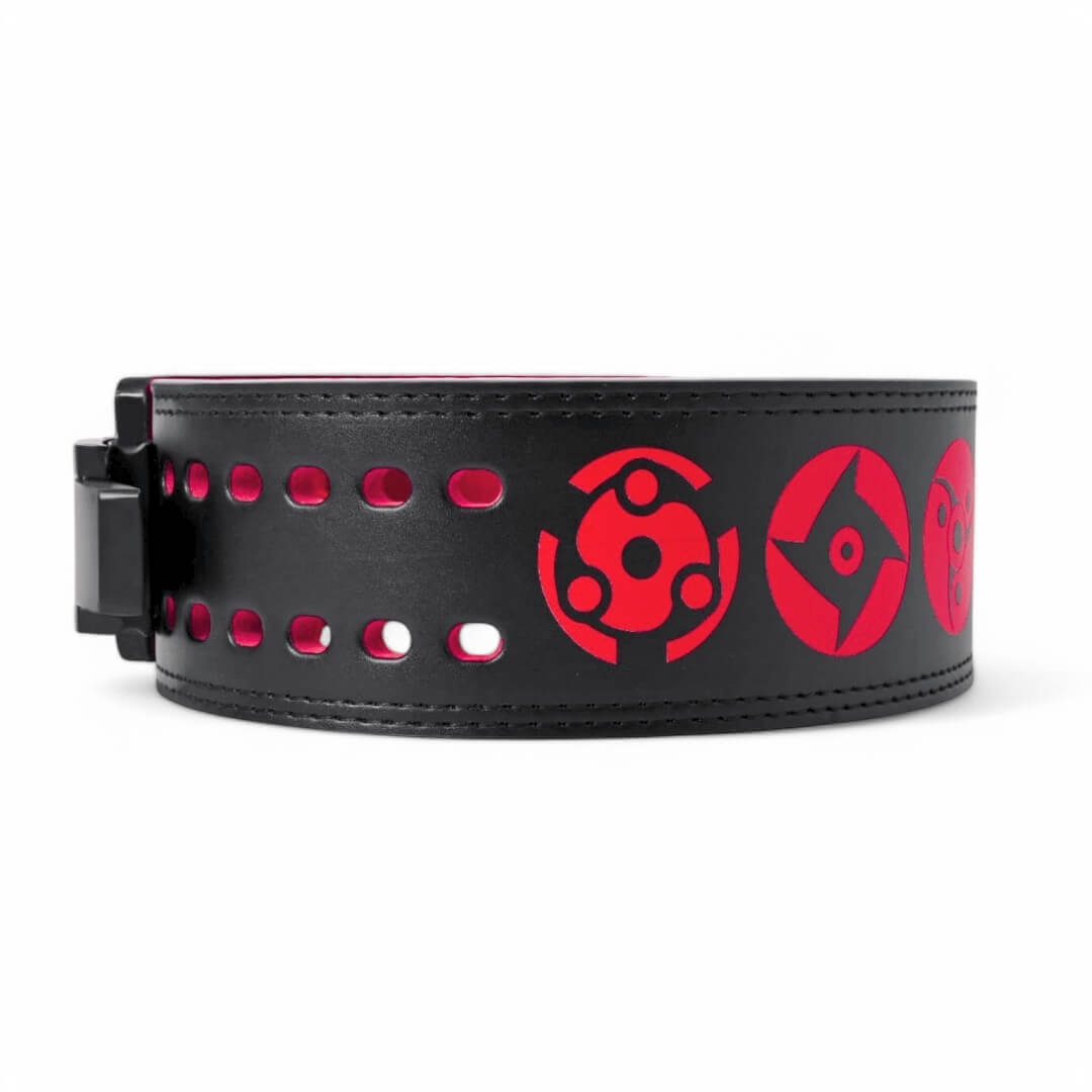 Side view of Sharingan anime weightlifting belt