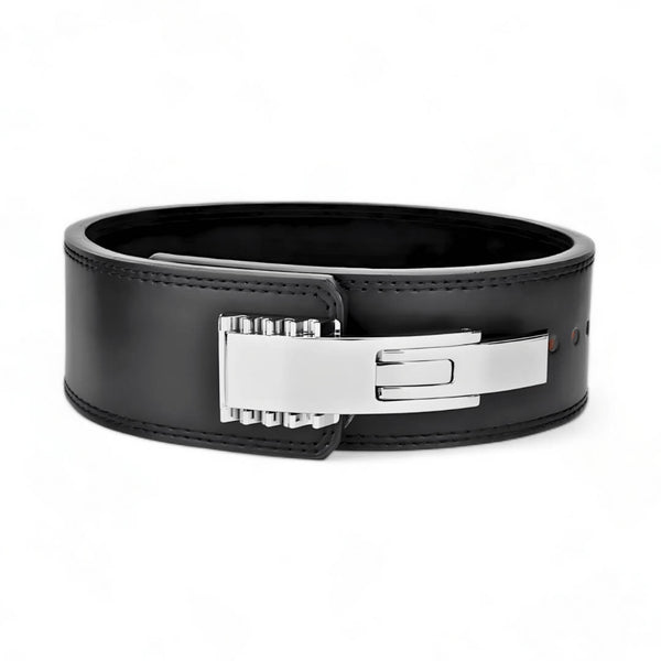 10mm pioneer lever belt with chrome lever buckle. USAPL Approved leather weightlifting belt for powerlifting