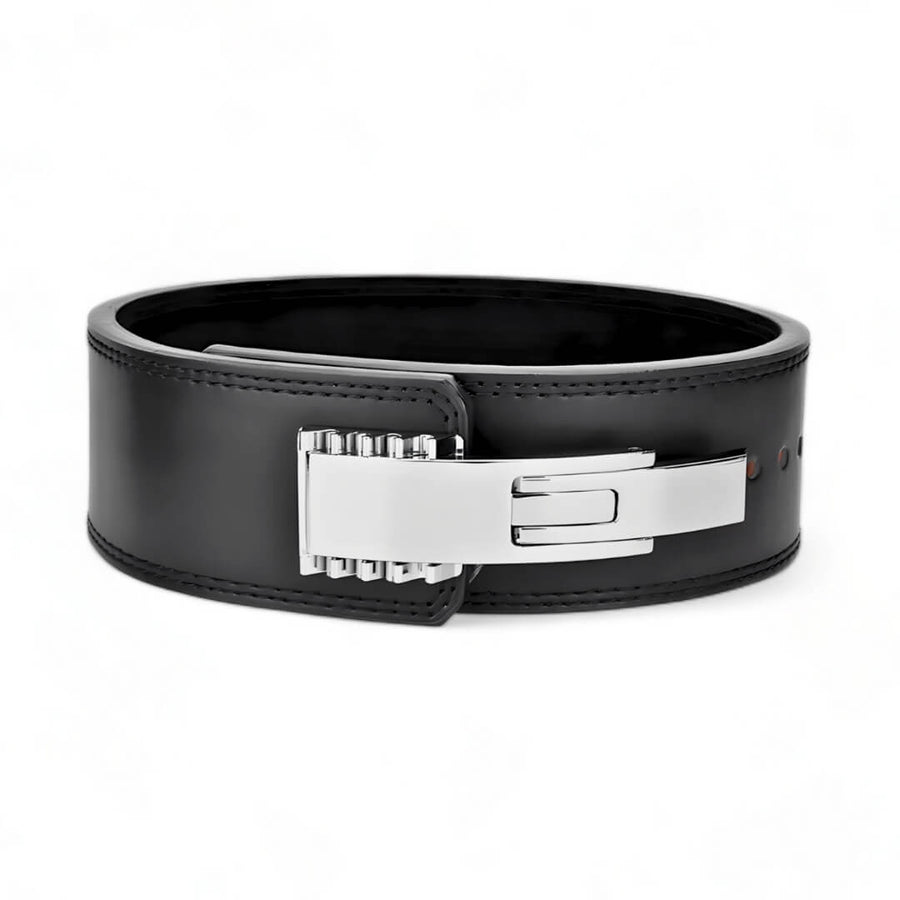 10mm pioneer lever belt with chrome lever buckle. USAPL Approved leather weightlifting belt for powerlifting