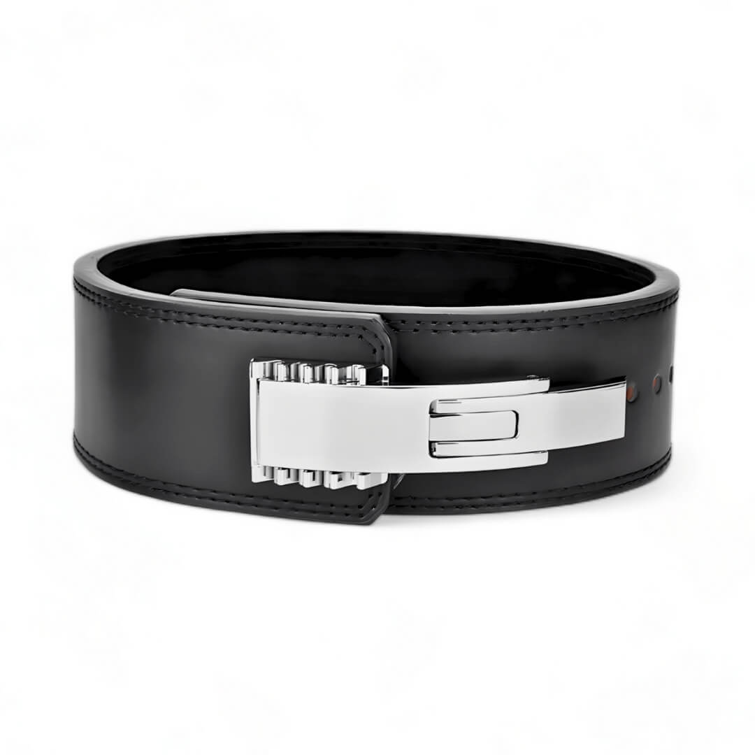 10mm pioneer lever belt with chrome lever buckle. USAPL Compliant leather weightlifting belt for powerlifting