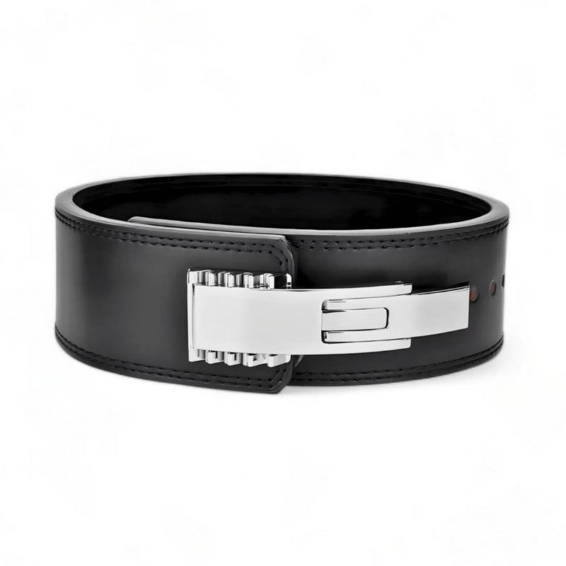 10mm pioneer lever belt with chrome lever buckle. USAPL Approved leather weightlifting belt for powerlifting