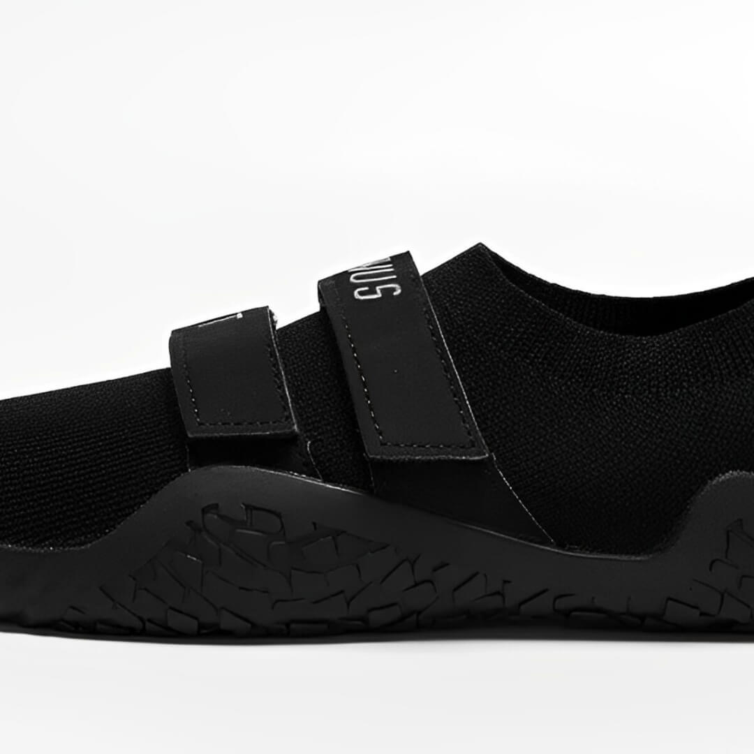 Close up of black deadlift slippers
