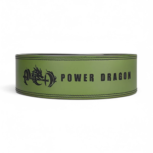 Main image for green leather weightlifting belt for powerlifting. USAPL Approved 10mm lever belt